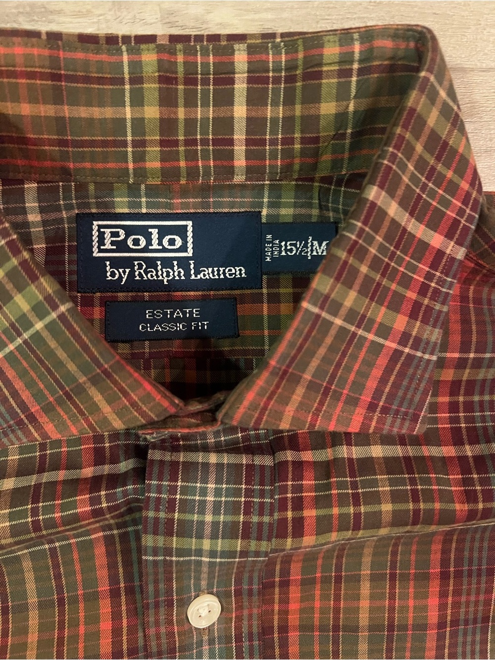 VintagePolo Ralph Lauren Men's Shirt 15.5 M Estate Classic Fit Brown Plaid